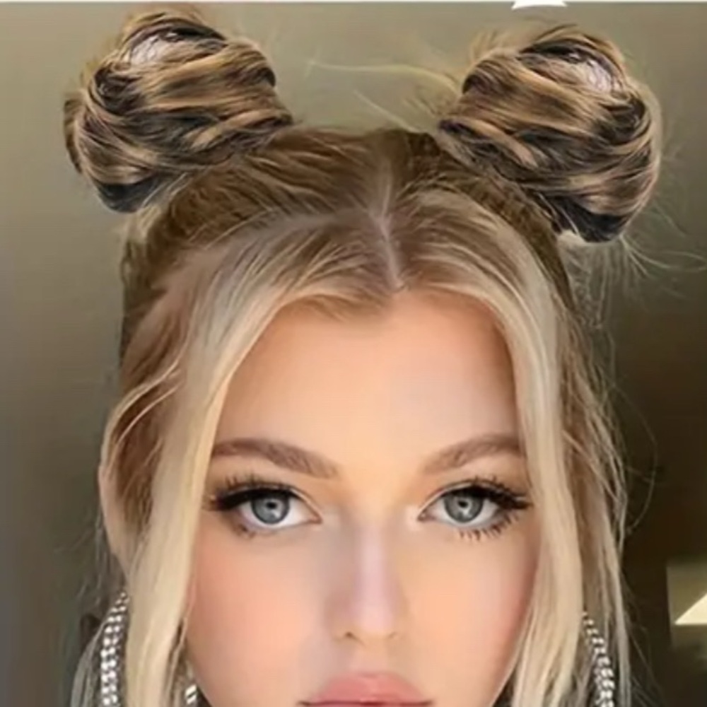 Synthetic Hair Bun Curly Messy Updo Hair-set of 2- brown w/blonde highlights